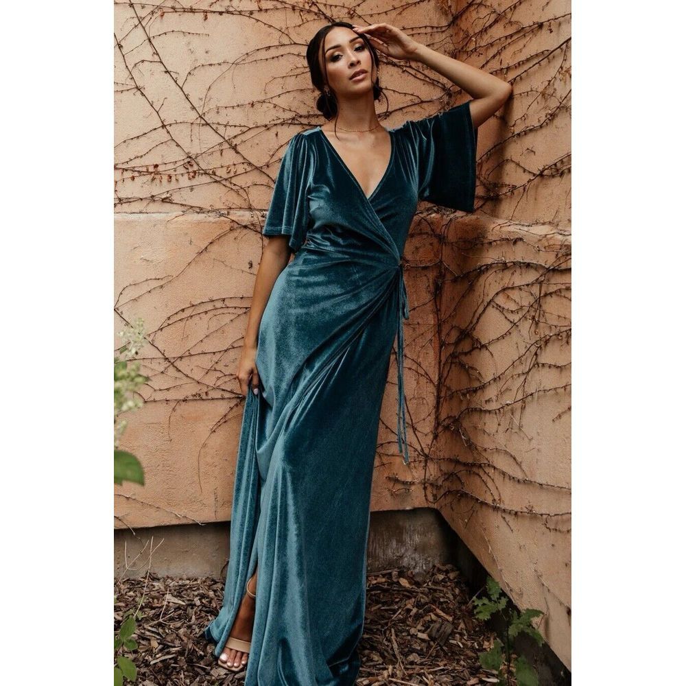 Baltic Born Teal Velvet Maxi Dress